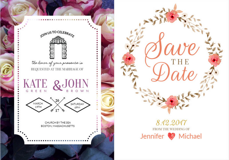 FotoJet's wedding invitation card templates