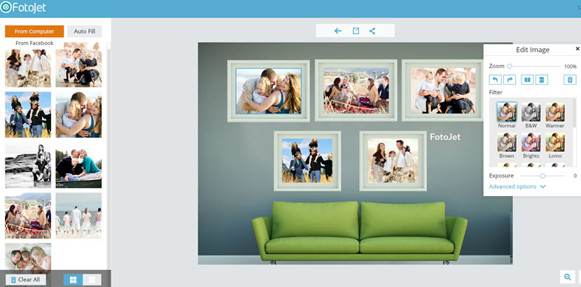 Display photos into family collage frames