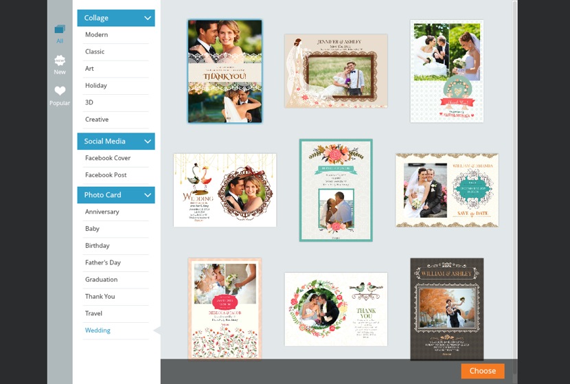 Choose wedding greeting card template