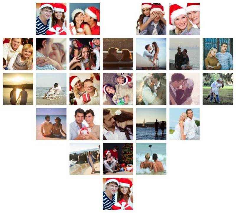 Heart shaped Christmas collage