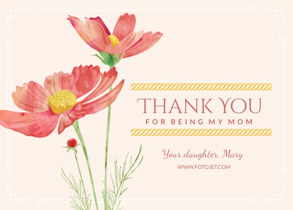 Printable Flower Thank You Card for Mother