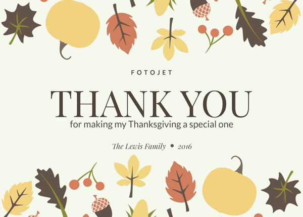 Leaves and Fruits Thanksgiving Card Template