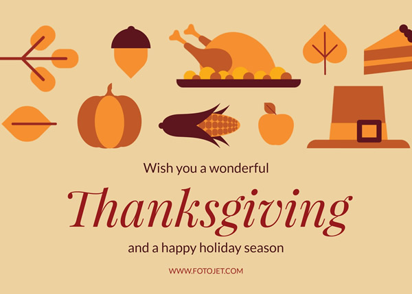Printable Classic Thanksgiving Greeting Card Template