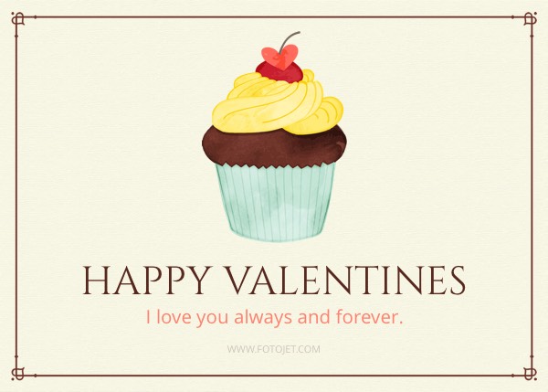 Cupcake Happy Valentine's Day Card Template