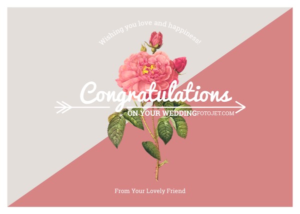 Rose Wedding Congratulation Card Template