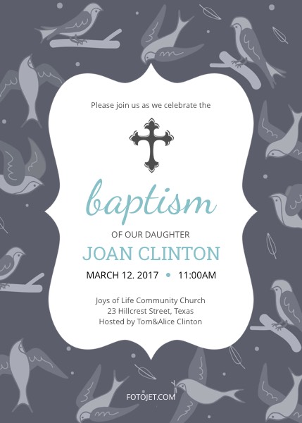 Baptism Invitation Template for Girls