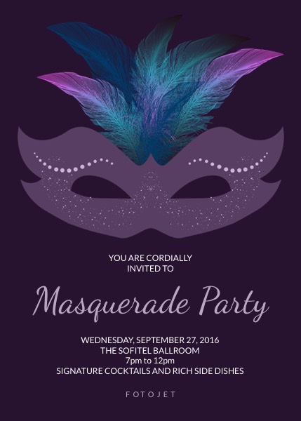 Masquerade Theme Party Invitation