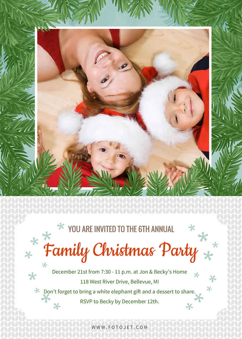 Christmas invitation card sample