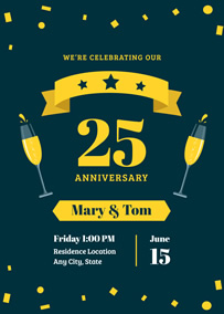 Silver Wedding Anniversary Invitation