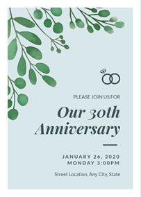 30th Wedding Anniversary Invitation