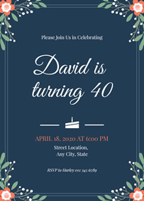 Floral 40th birthday invitation