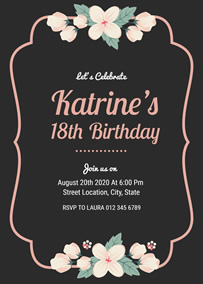 Floral 18th birthday invitation