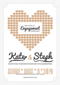 Heart engagement party invitation