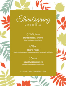 Thanksgiving menu