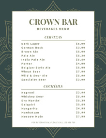 Bar menu