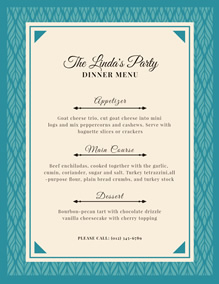 Dinner menu