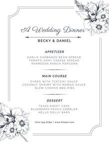 Wedding menu