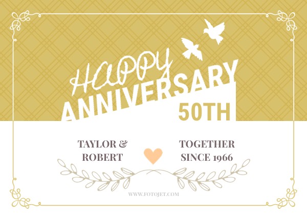 Happy 50th Wedding Anniversary Greeting Card Template | FotoJet