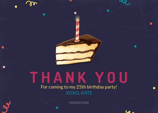 25Th Birthday Thank You Card Template