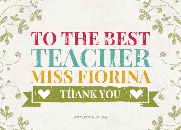 Custom Thank You Teacher Card Template