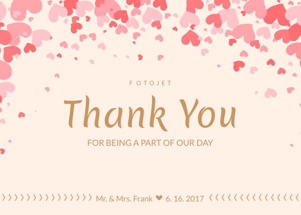 Heart Wedding Thank You Card Template