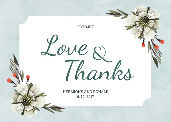 Floral Wedding Thank You Card Template