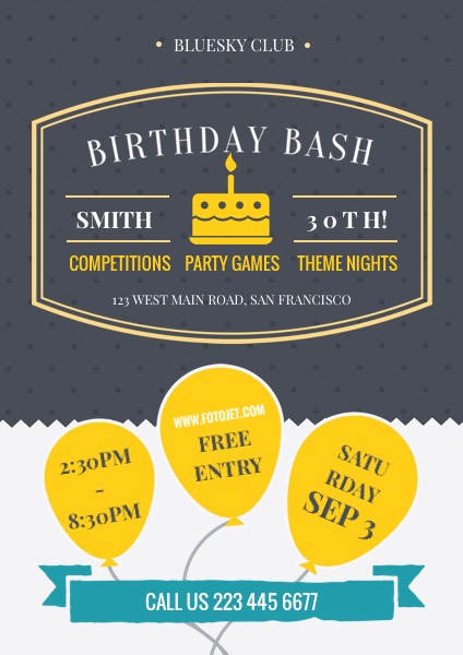 Balloon Birthday Party Flyer Template