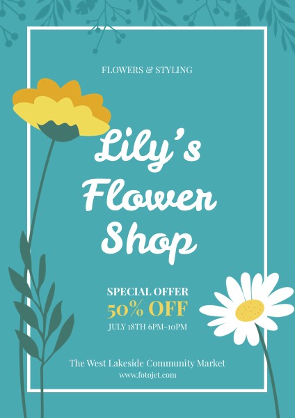 Flower Shop Promotional Flyer Template