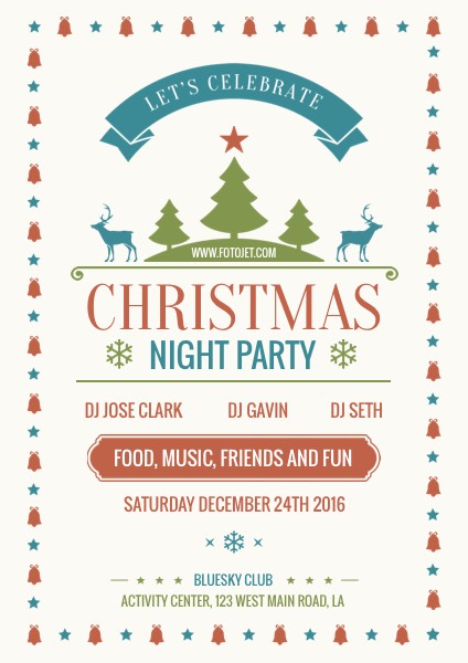 Merry Christmas Party Flyer Template Template | FotoJet