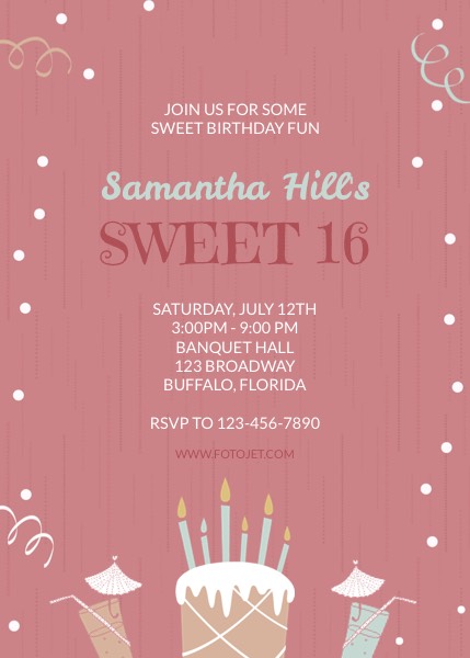 Sweet 16 Birthday Invitation