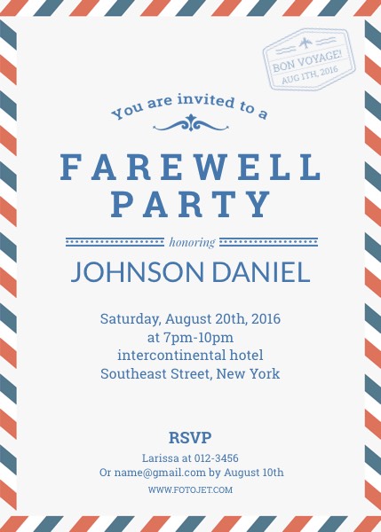 Farewell Party Invitation Template. Farewell Party 