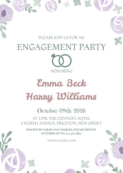 Floral Engagement Party Invitation Template