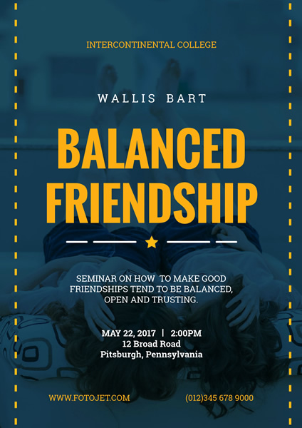 College Friendship Seminar Poster Design Template