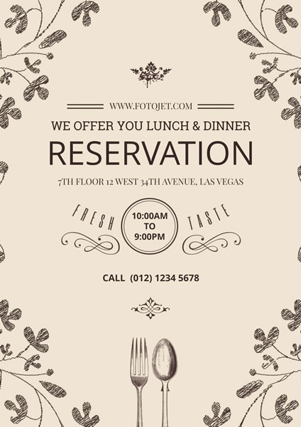 Restaurant Reservation Information Poster