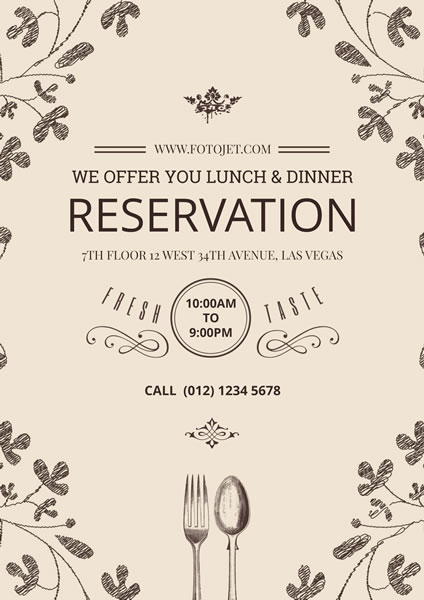 Restaurant Reservation Information Poster