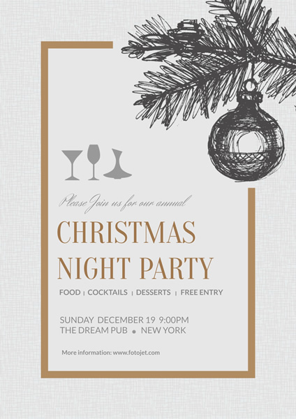 Simple Christmas Night Party Poster Template