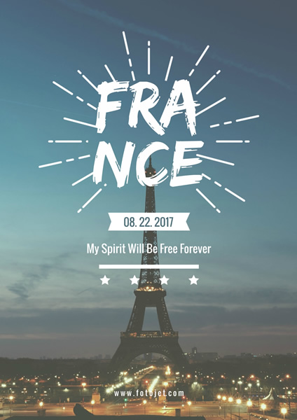 French Eiffel Tower Travel Poster Template