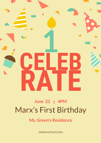 First Birthday Party Poster Template