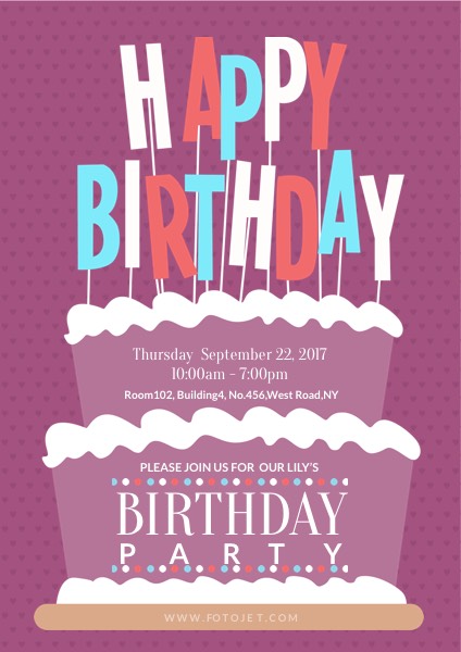 Happy Birthday Party Poster Template Template | FotoJet