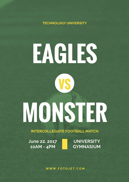 Green Football Match Sport Poster Design Template