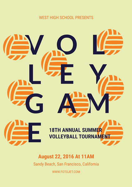 Volleyball Tournament Sport Poster Design Template
